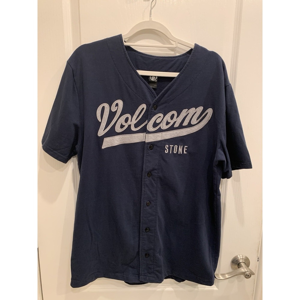 Volcom‎ Baseball Jersey Men's Large Blue Skate Y2K Skateboarding